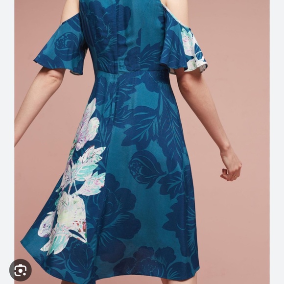 Anthropologie Maeve size 14 flowered cold shoulder dress VGC - Picture 8 of 9